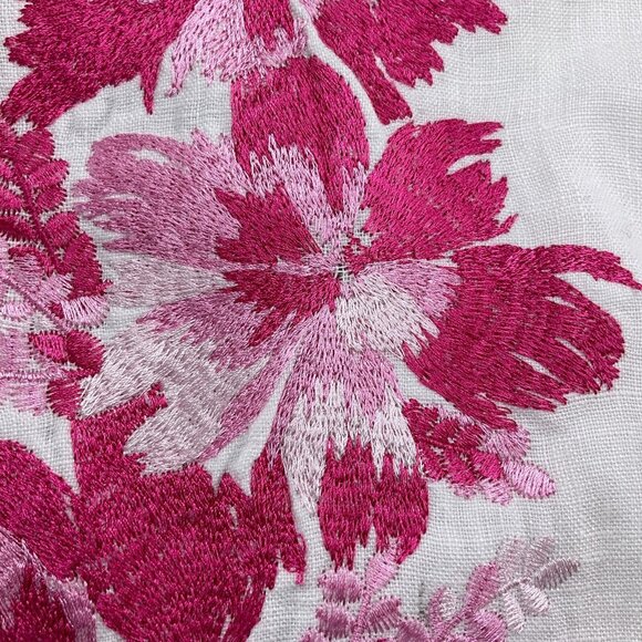 INC Jacket Women XSmall‎ White Pink Floral Embroidery Linen Zip Blouson Casual - Picture 4 of 11